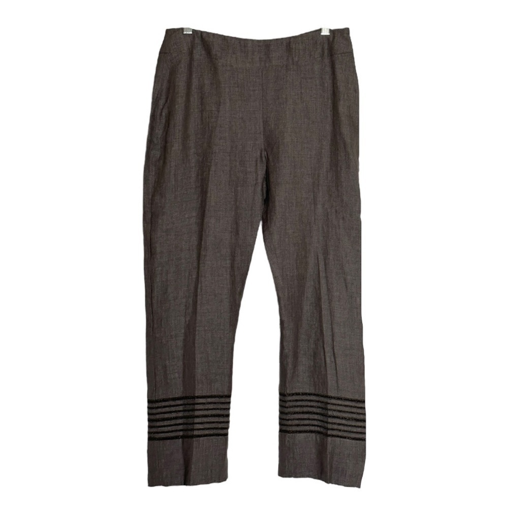 Capritouch 100% Linen Eyelet Detail Tailored Capri Pants Size IT 44 US 10